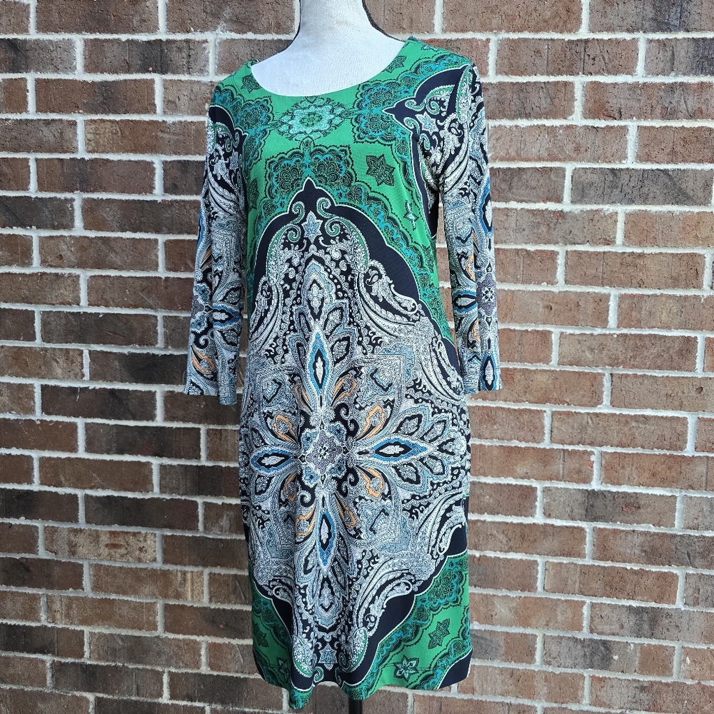 Banana Republic Green and Black Paisley Dress